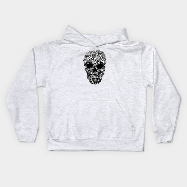 Flower Skull Kids Hoodie by Alema Art